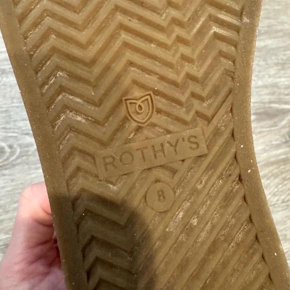 Rothy's The Lace Up sneakers in a cream/vanilla color with gum outsoles - Picture 7 of 12